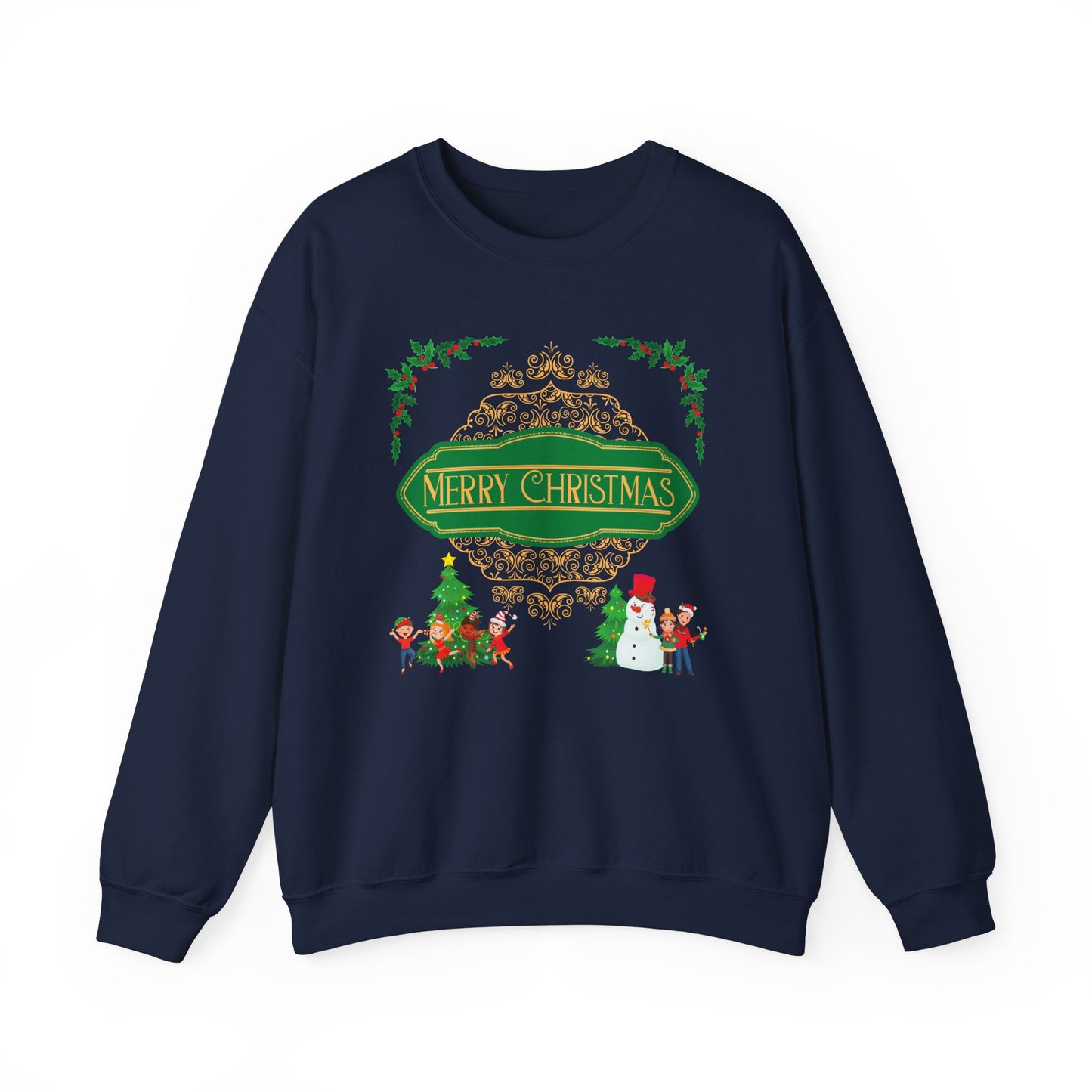 Unisex Heavy Blend Crewneck Sweatshirt Elegant Merry Christmas 🎄☃️✨