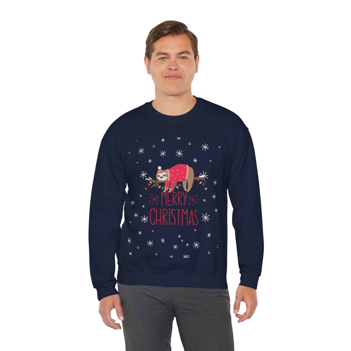 Merry Christmas Sloth 🎄🦥✨ Unisex Heavy Blend Crewneck Sweatshirt