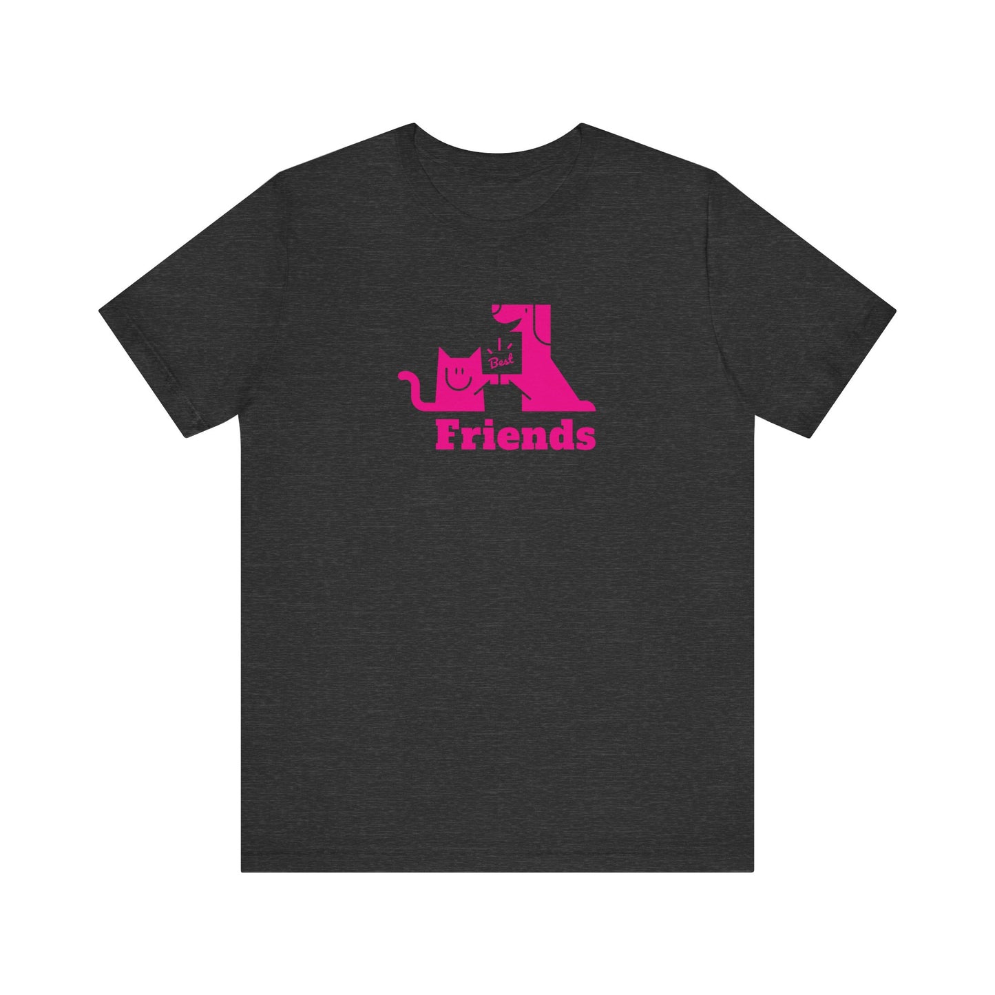 Unisex Jersey Short Sleeve Tee Cat & Dog Hi-5 Each Other Best Friends Pink Print