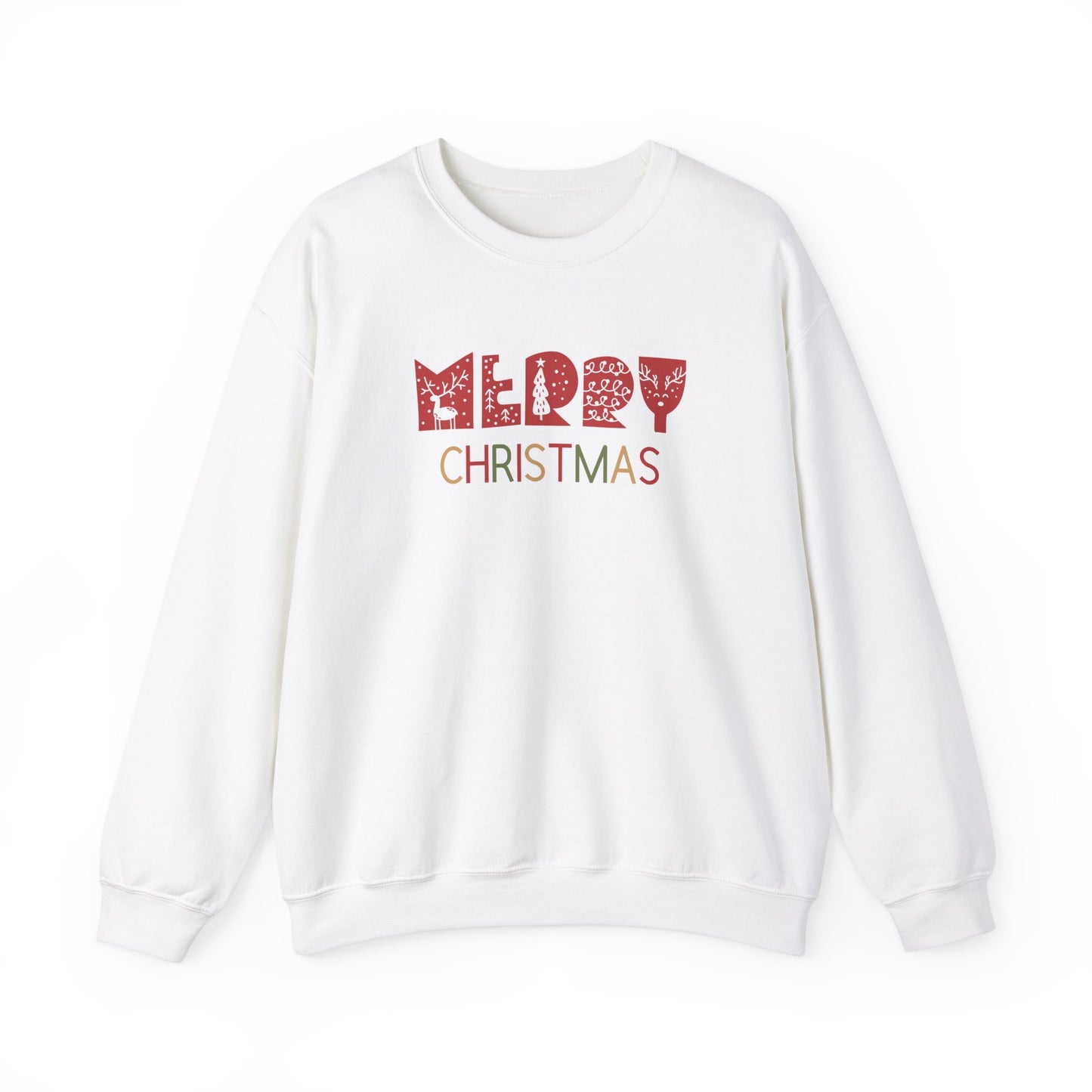 Unisex Heavy Blend Crewneck Sweatshirt Merry Christmas with Colorful Elements 🎄✨