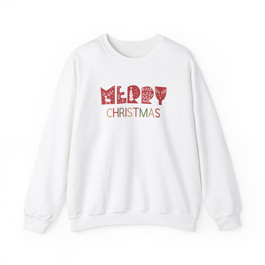 Unisex Heavy Blend Crewneck Sweatshirt Merry Christmas with Colorful Elements 🎄✨