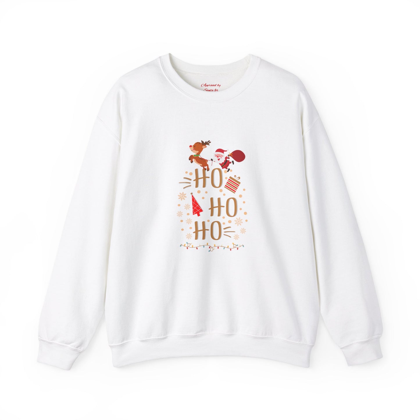 Unisex Heavy Blend Crewneck Sweatshirt Ho Ho Ho with Santa and Rudolph 🎅🦌🎁