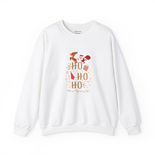 Unisex Heavy Blend Crewneck Sweatshirt Ho Ho Ho with Santa and Rudolph 🎅🦌🎁