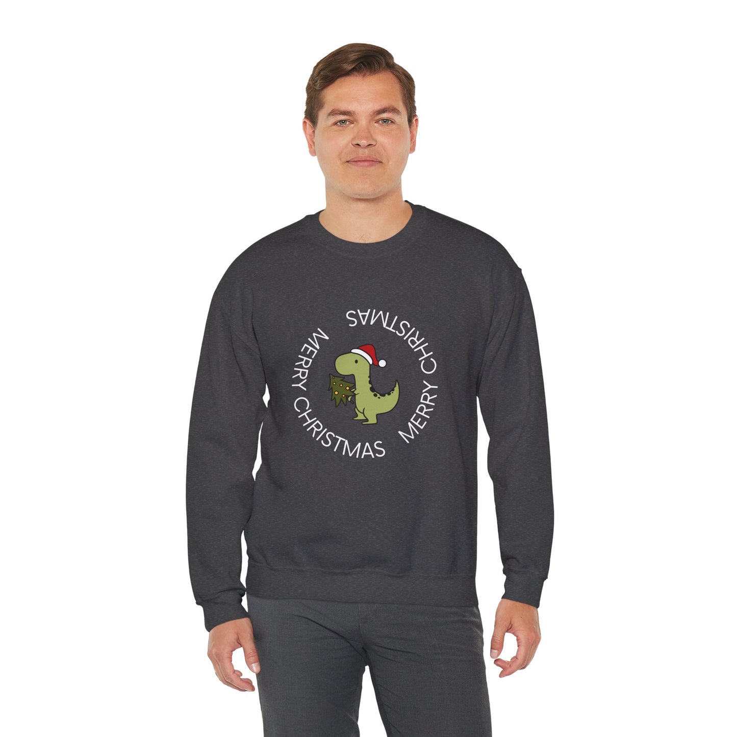 Dino-Merry Christmas 🎄🦖🎅 Unisex Heavy Blend Crewneck Sweatshirt