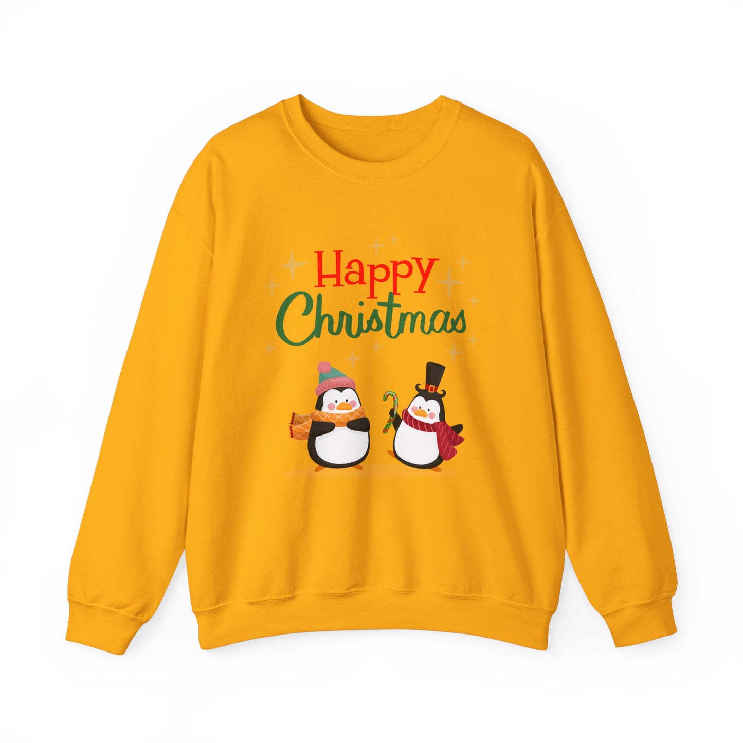 Unisex Heavy Blend Crewneck Sweatshirt Happy Christmas with Penguins 🎄🐧✨