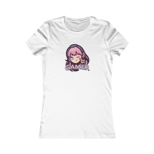 Women's Favorite Tee "Game On, Peace Out" Playful Gamer Girl