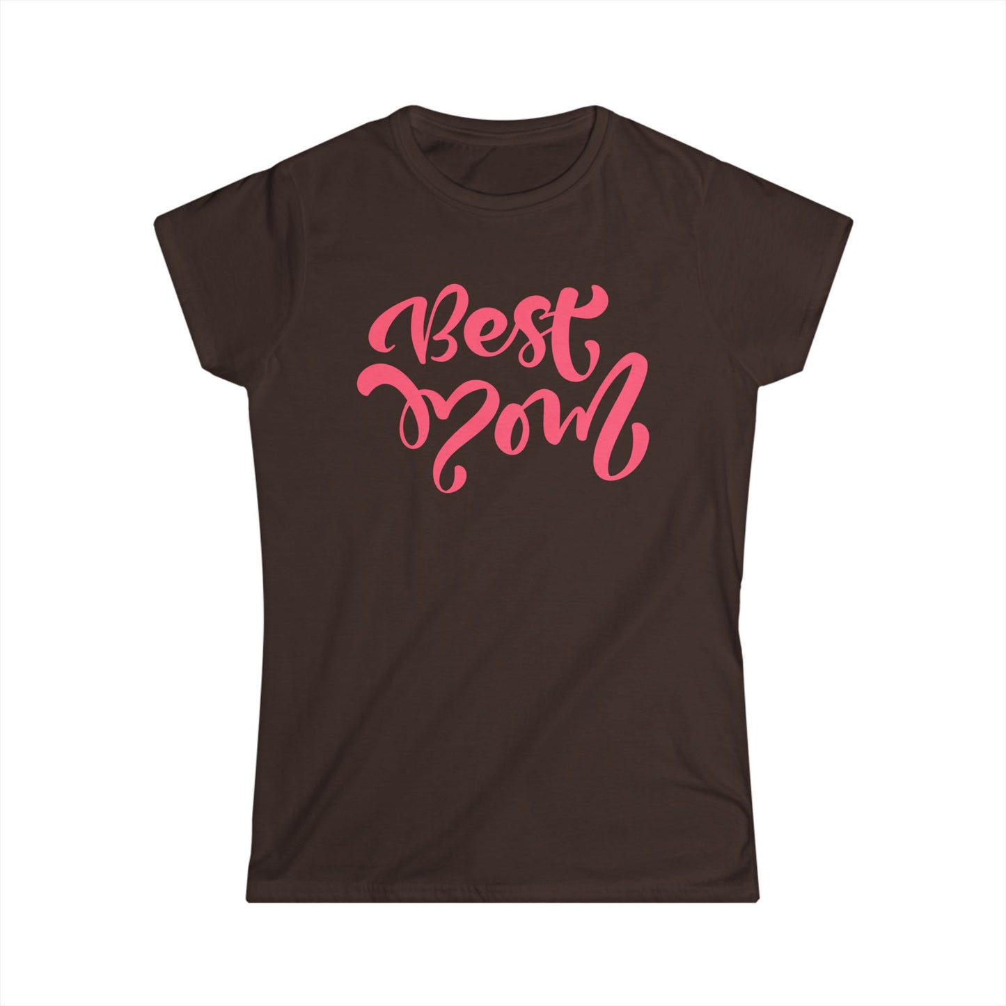 Best Mom Peach Color Print Women's Softstyle Tee
