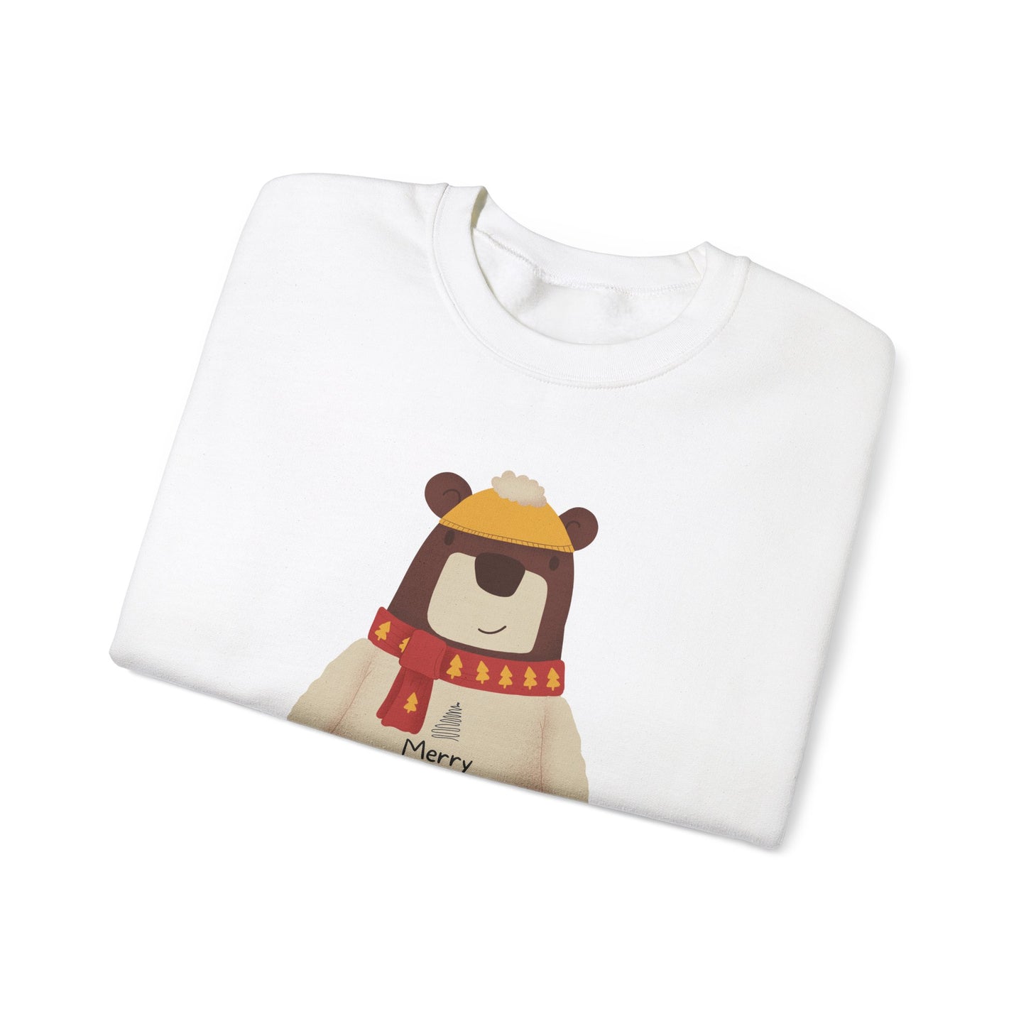 Unisex Heavy Blend Crewneck Sweatshirt Festive Bear in Sweater & Scarf 🎄🐻❤️