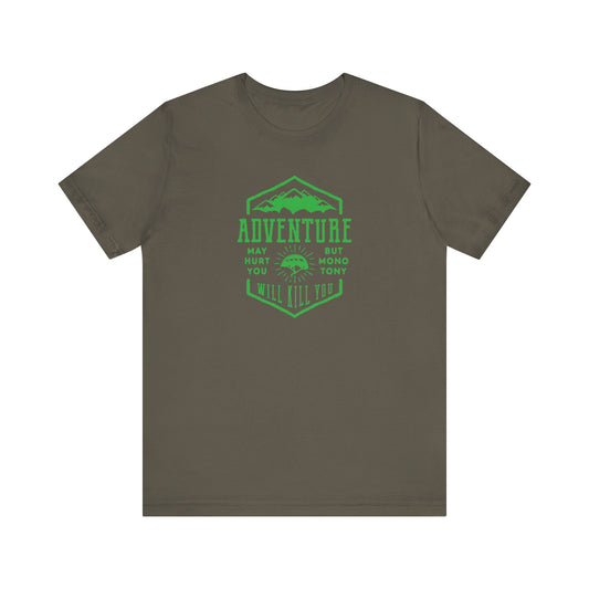 Unisex Jersey Short Sleeve Tee "Adventure" Green Print