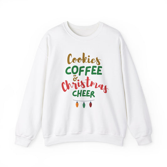 Unisex Heavy Blend Crewneck Sweatshirt Cookies, Coffee & Christmas Cheer 🍪☕🎄