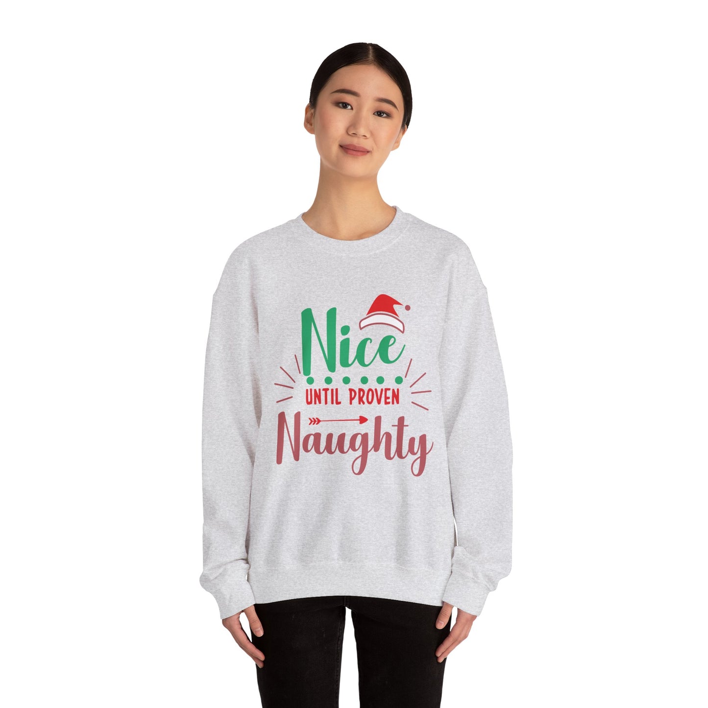 Unisex Heavy Blend Crewneck Sweatshirt Nice Until Proven Naughty 🎄😈✨