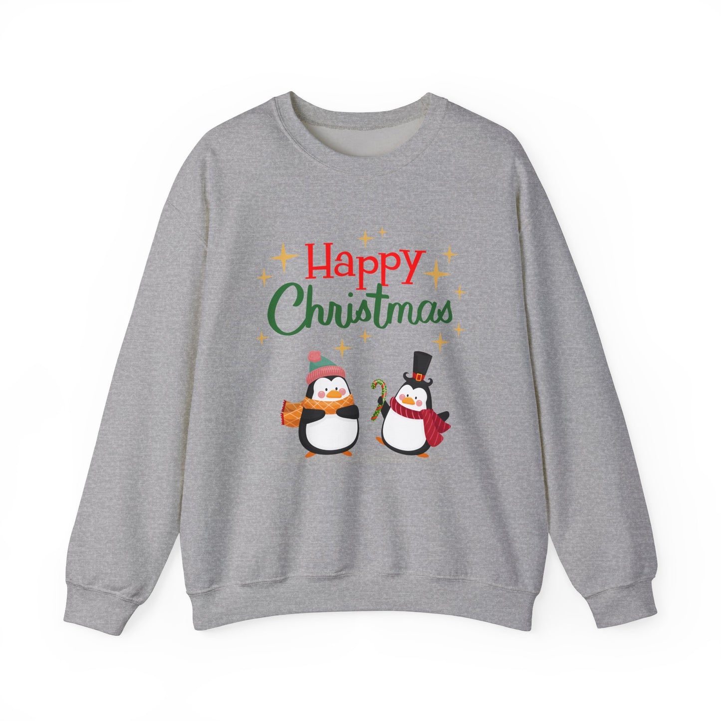 Unisex Heavy Blend Crewneck Sweatshirt Happy Christmas with Penguins 🎄🐧✨