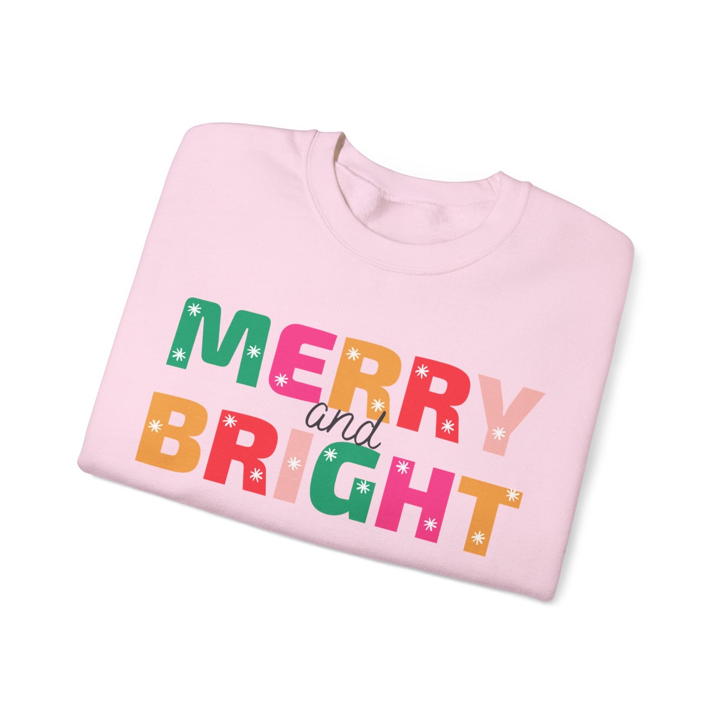 Unisex Heavy Blend Crewneck Sweatshirt Colorful Merry and Bright 🎄✨🌈