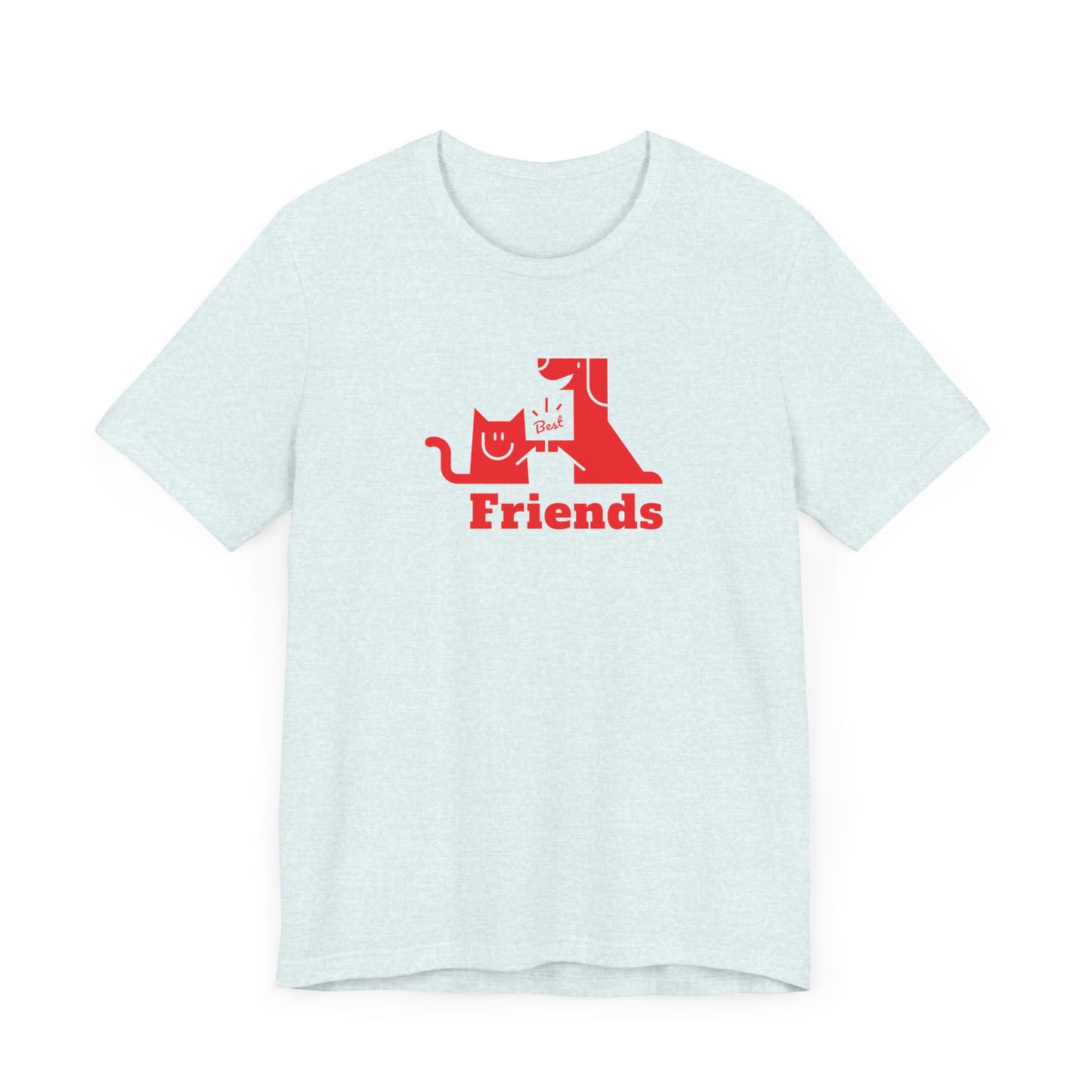 Cat & Dog Hi-5 Each Other Best Friends Red Print Unisex Jersey Short Sleeve Tee