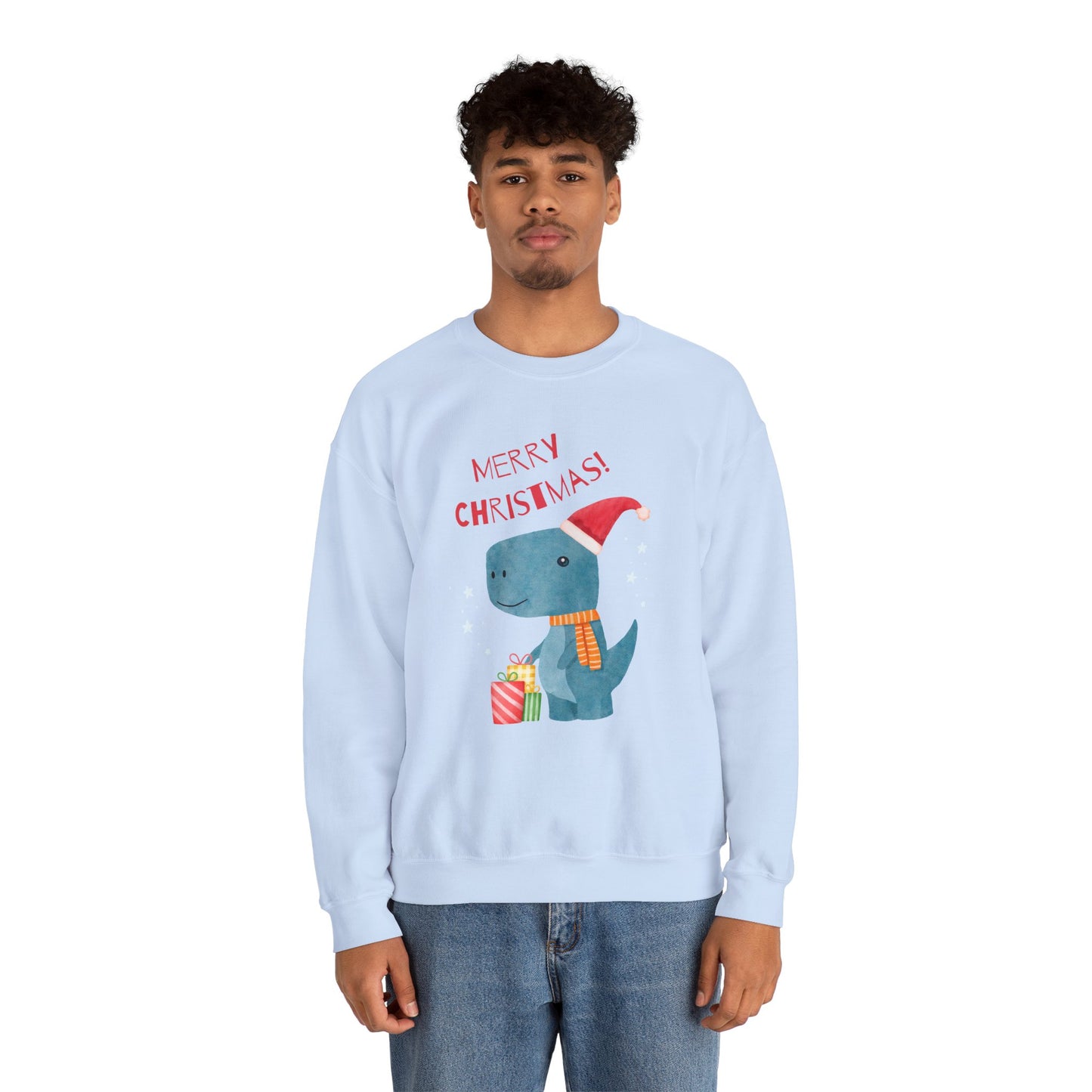 Merry Christmas Dino 🎄🦖🎁 Unisex Heavy Blend Crewneck Sweatshirt