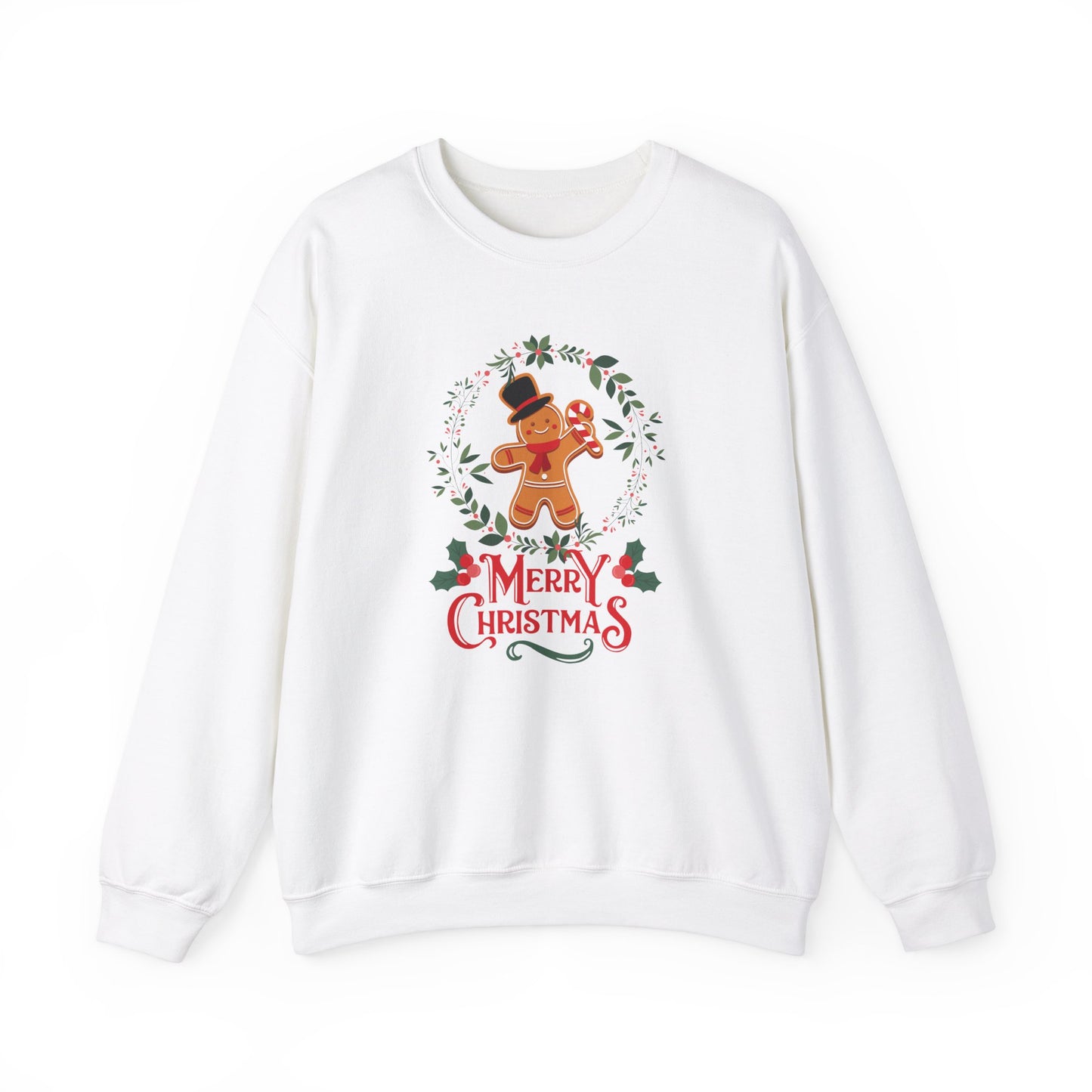 Unisex Heavy Blend Crewneck Sweatshirt Merry Christmas Gingerbread Man 🎄🍬✨