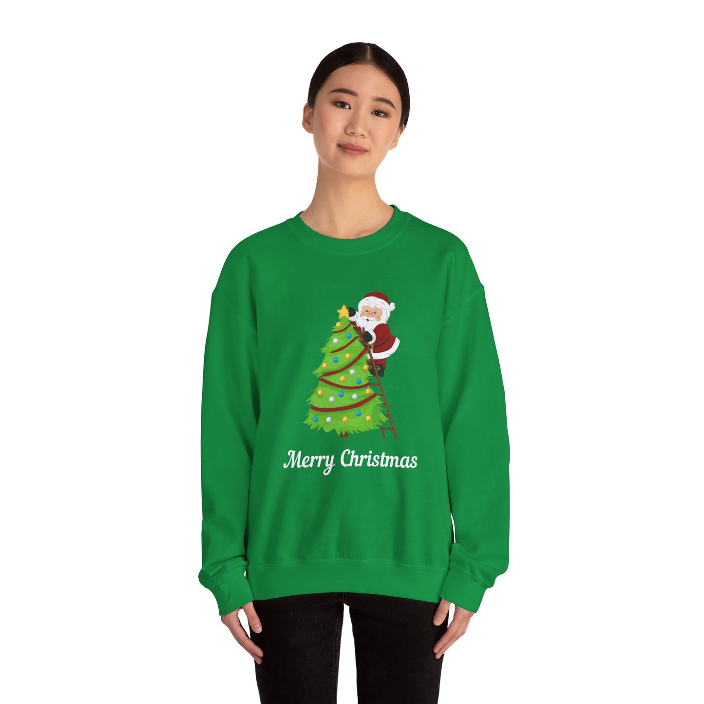 Unisex Heavy Blend Crewneck Sweatshirt Santa Climbing Ladder Merry Christmas 🎅🎄✨