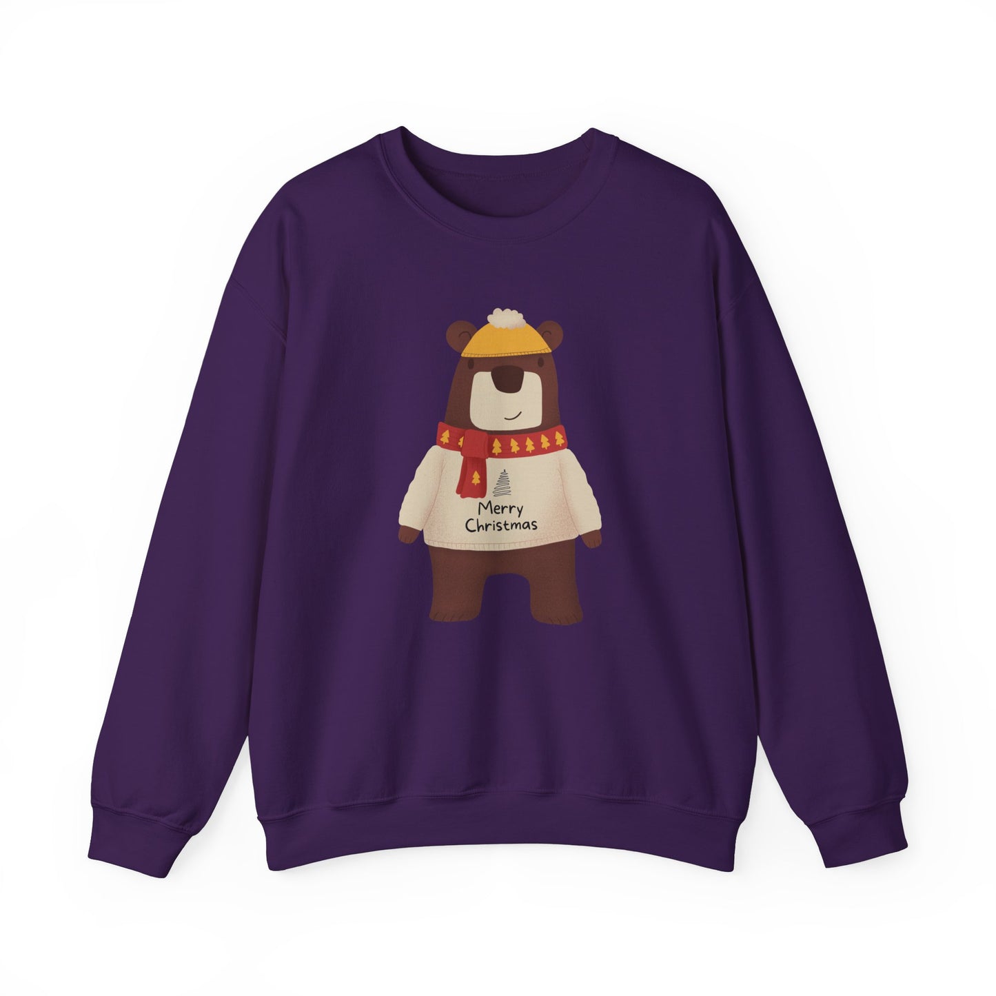 Unisex Heavy Blend Crewneck Sweatshirt Festive Bear in Sweater & Scarf 🎄🐻❤️