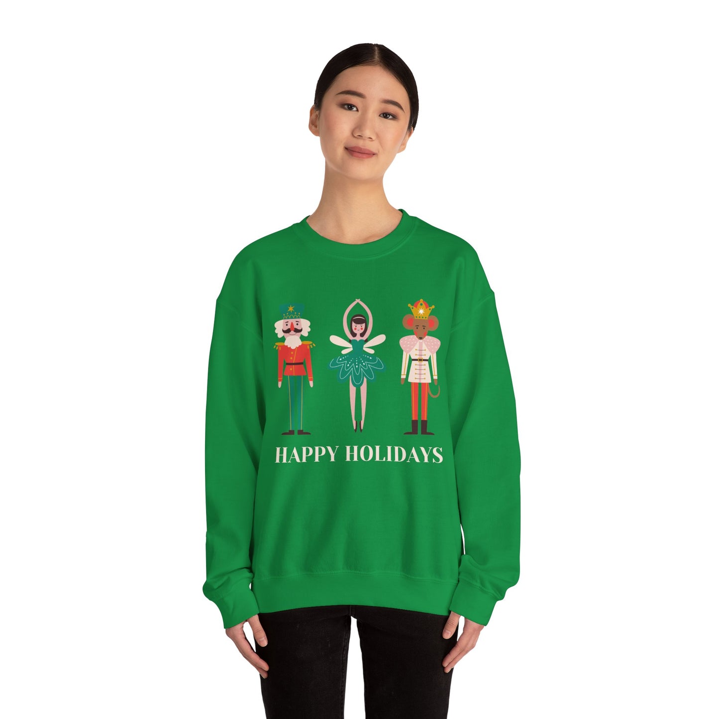 Unisex Heavy Blend Crewneck Sweatshirt Happy Holidays Nutcracker 🎄✨