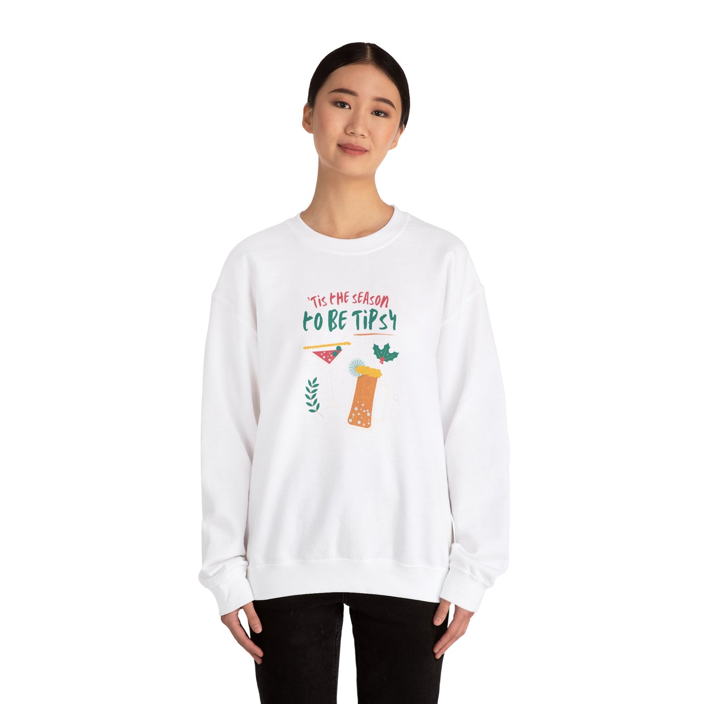 Unisex Heavy Blend Crewneck Sweatshirt Tis The Season To Be Tipsy 🍹🎄✨