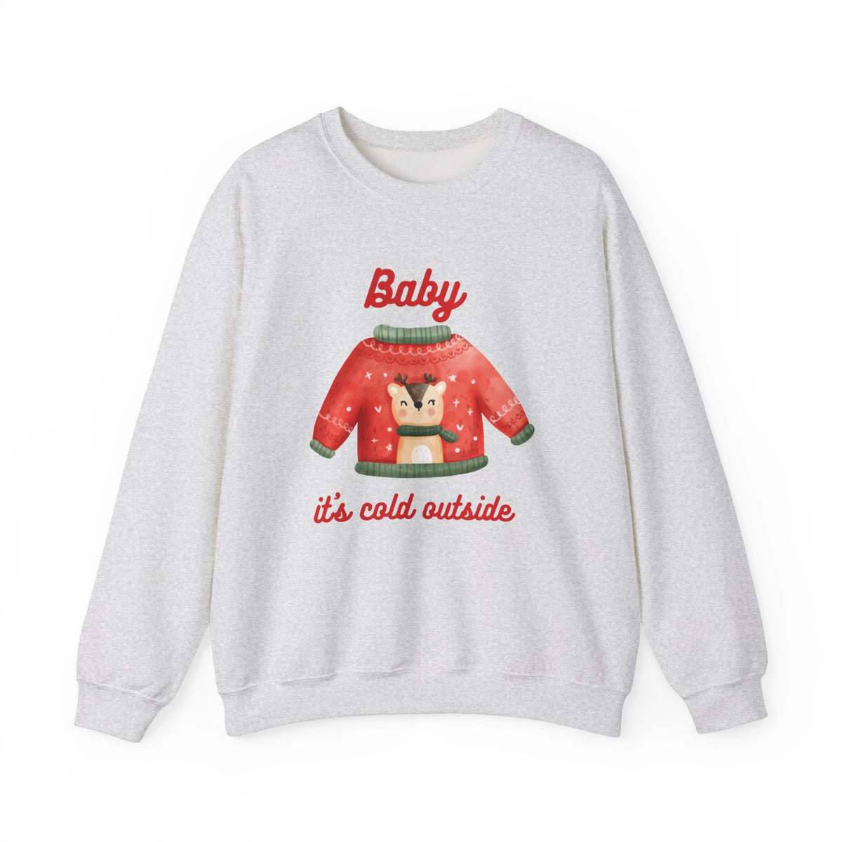 Unisex Heavy Blend Crewneck Sweatshirt Baby It's Cold Outside Reindeer 🎄❄️❤️