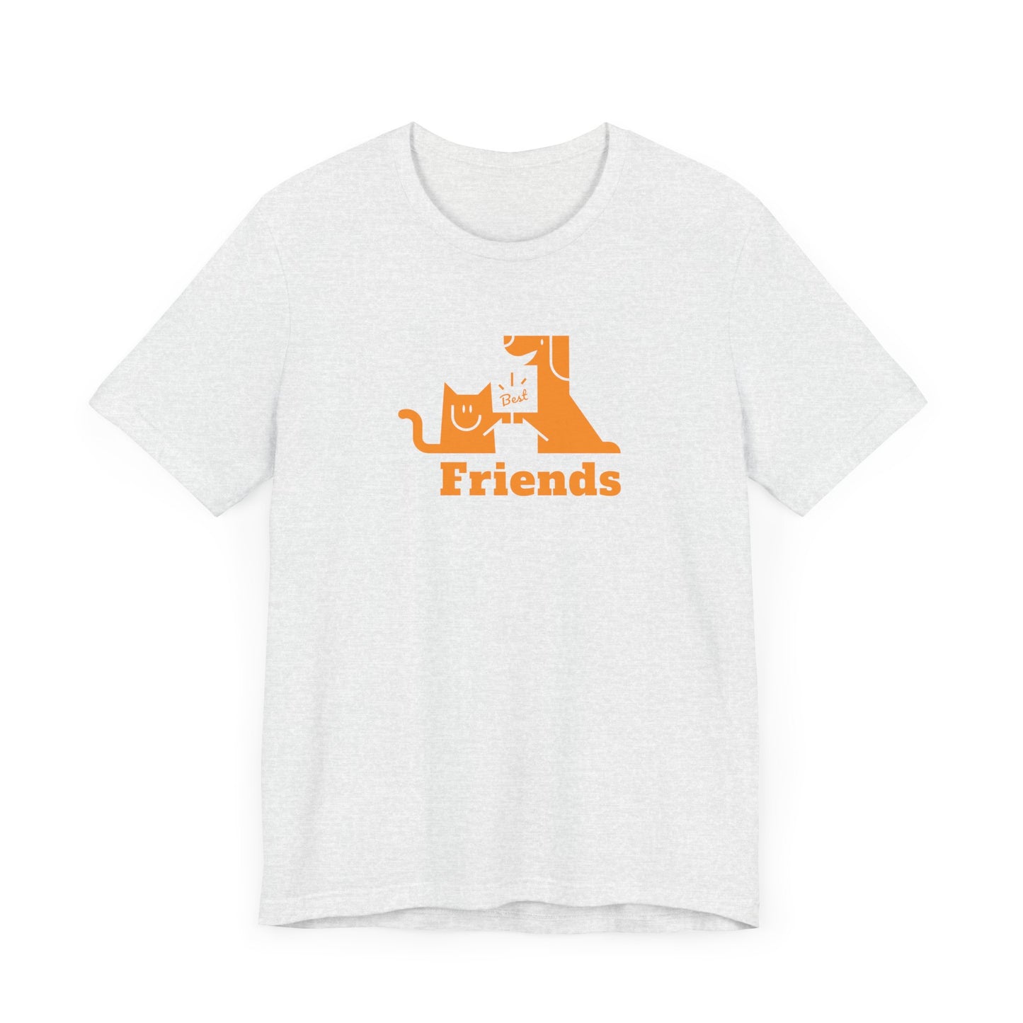 Cat & Dog Hi-5 Each Other Best Friends Orange Print Unisex Jersey Short Sleeve Tee