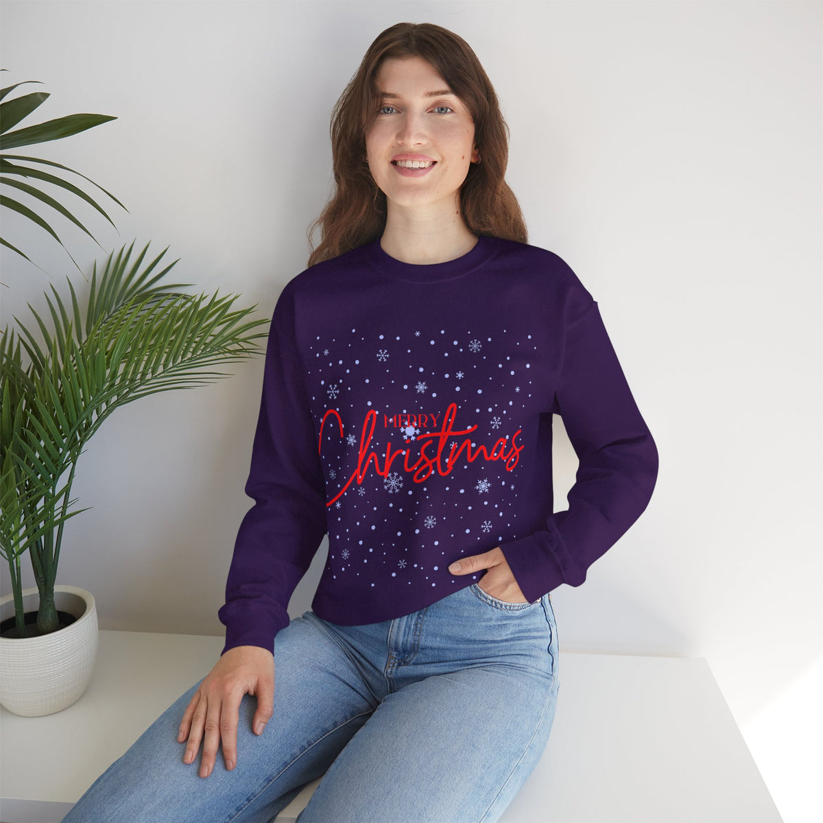 Merry Christmas Snowflakes ❄️🎄✨ Unisex Heavy Blend Crewneck Sweatshirt