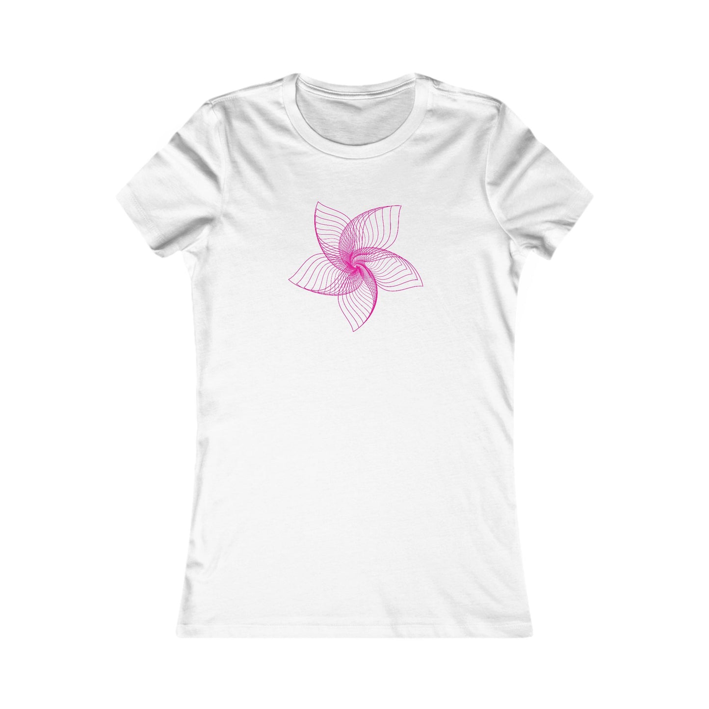 Women's Favorite T-Shirt "Geometric Petal Play" Whimsical 5-Petal Flower Pink Print