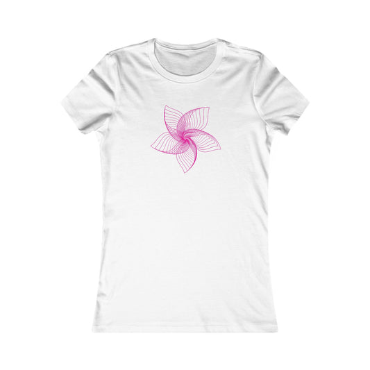 Women's Favorite T-Shirt "Geometric Petal Play" Whimsical 5-Petal Flower Pink Print
