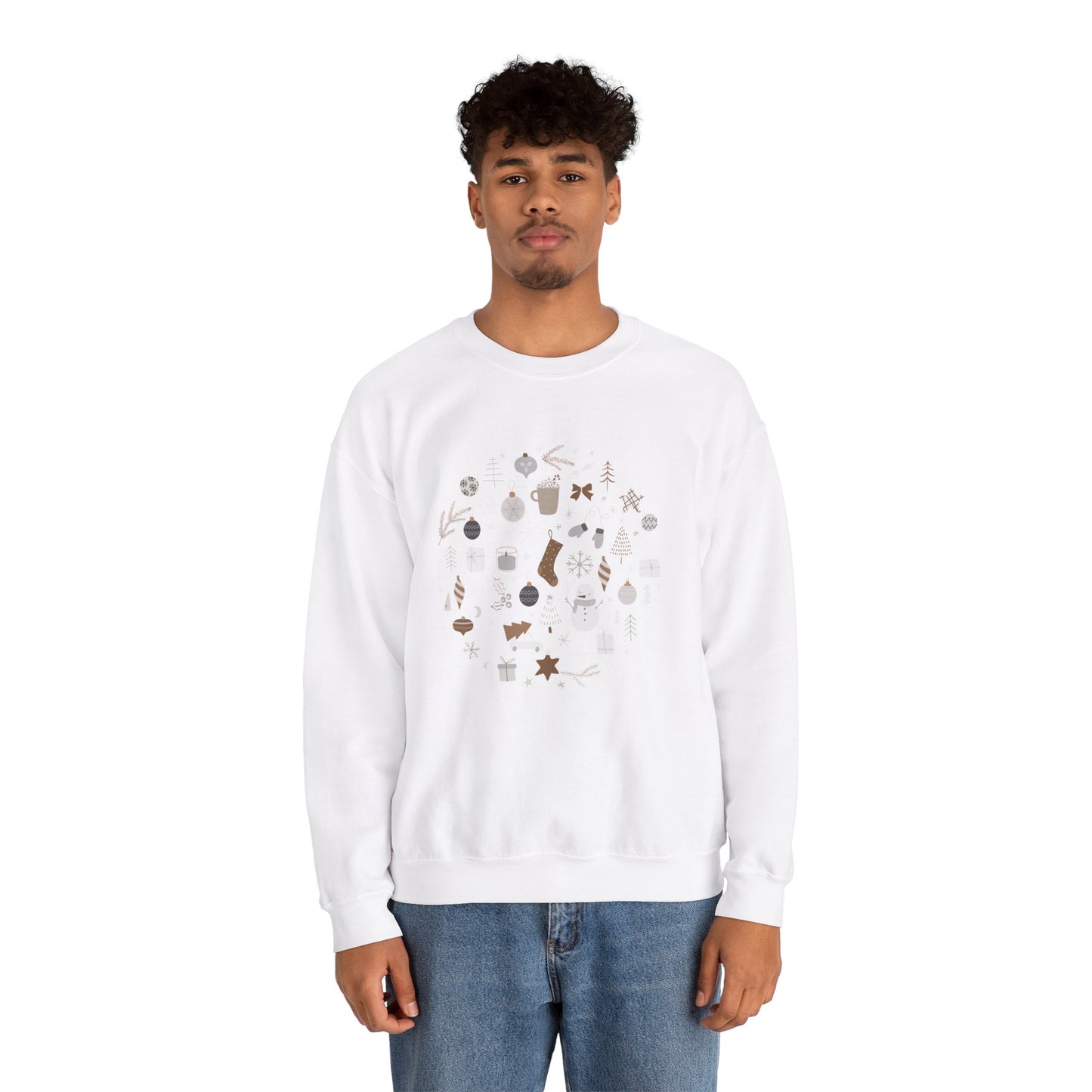Unisex Heavy Blend Crewneck Sweatshirt Festive Holiday Round Collage 🎄☃️❄️