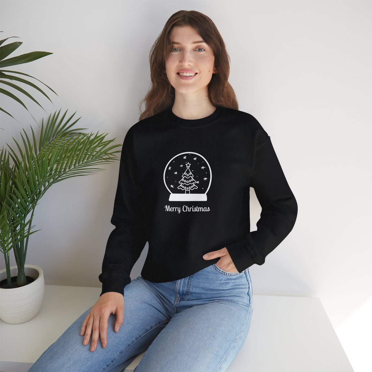 Snow Globe with Merry Christmas 🎄❄️✨ Unisex Heavy Blend Crewneck Sweatshirt