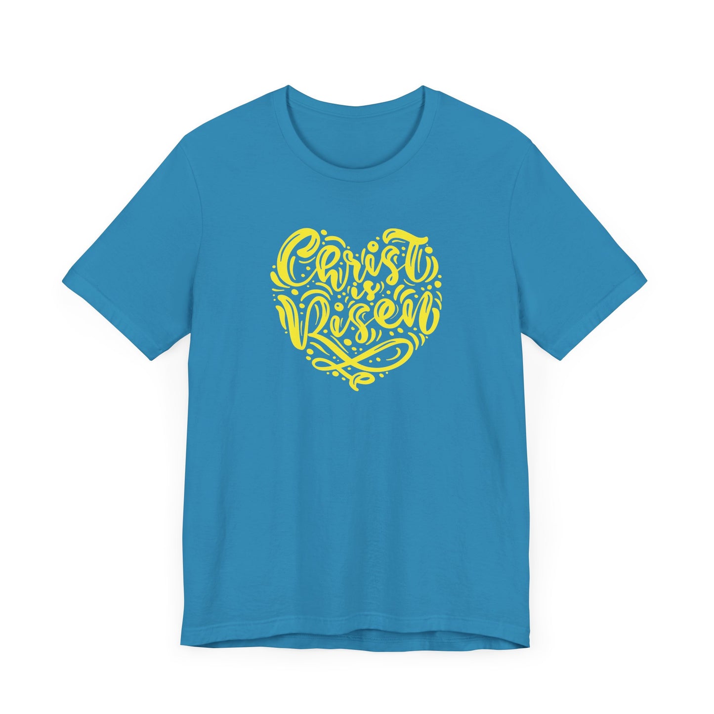 Christ is Risen Heart Shaped Yellow Print Unisex Jersey Short Sleeve Tee