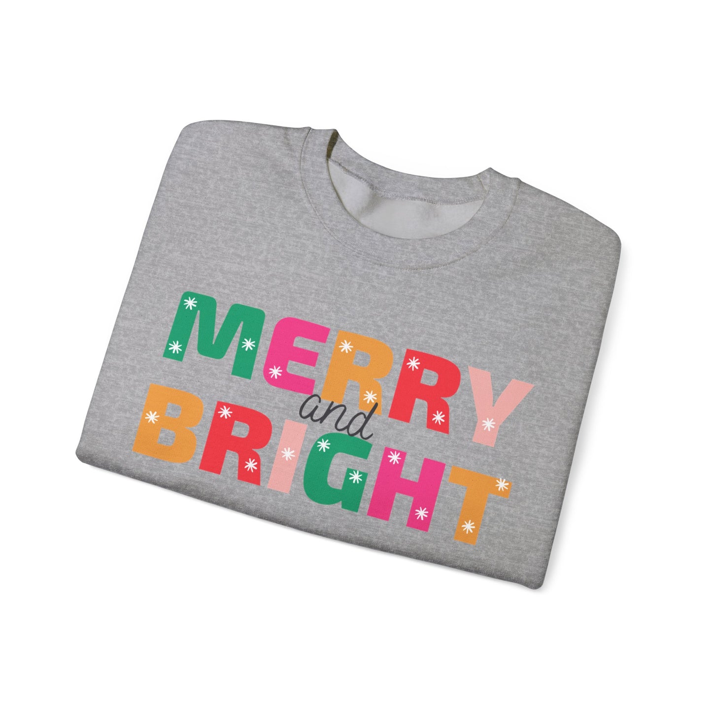 Unisex Heavy Blend Crewneck Sweatshirt Colorful Merry and Bright 🎄✨🌈