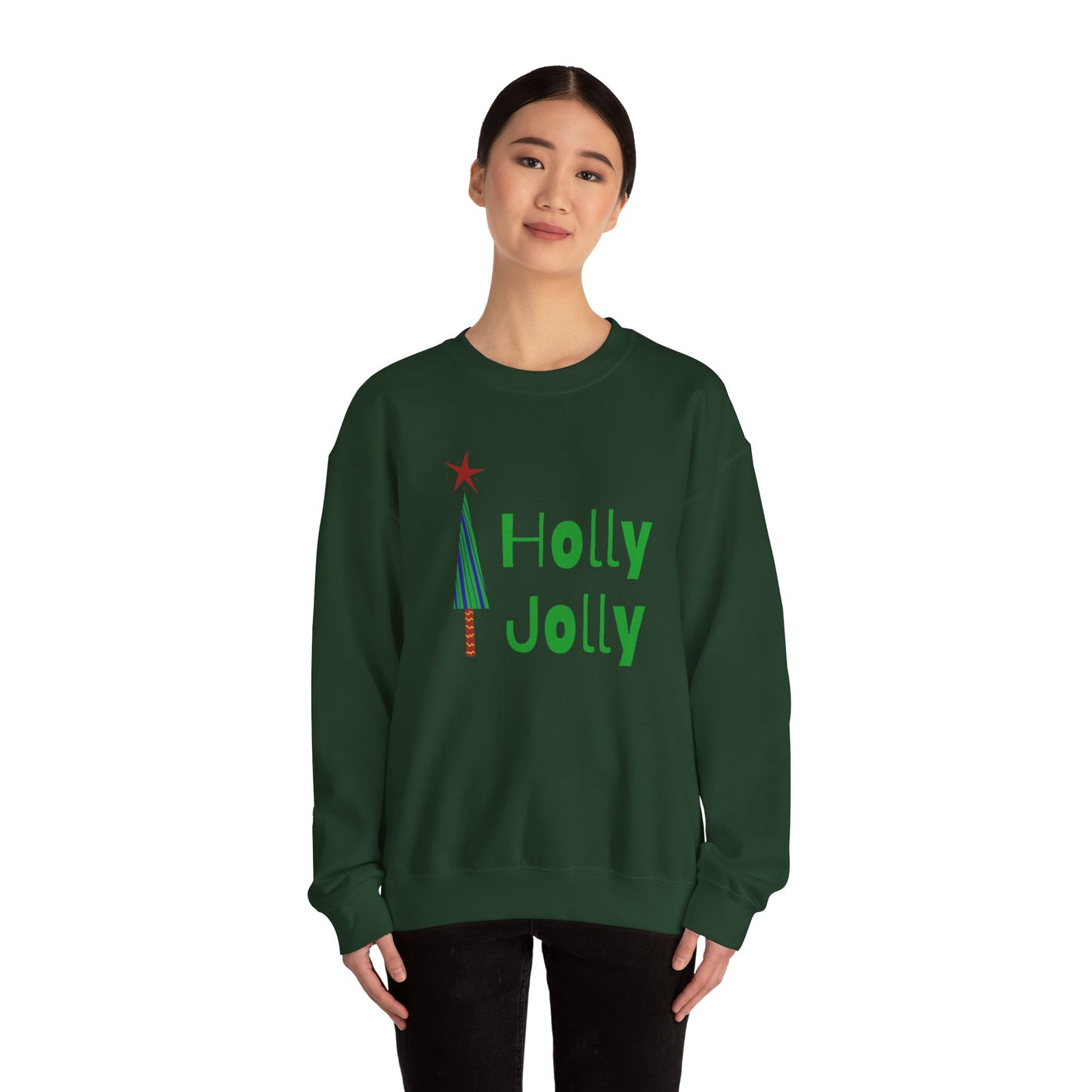 Unisex Heavy Blend Crewneck Sweatshirt Holly Jolly Christmas Tree 🎄✨