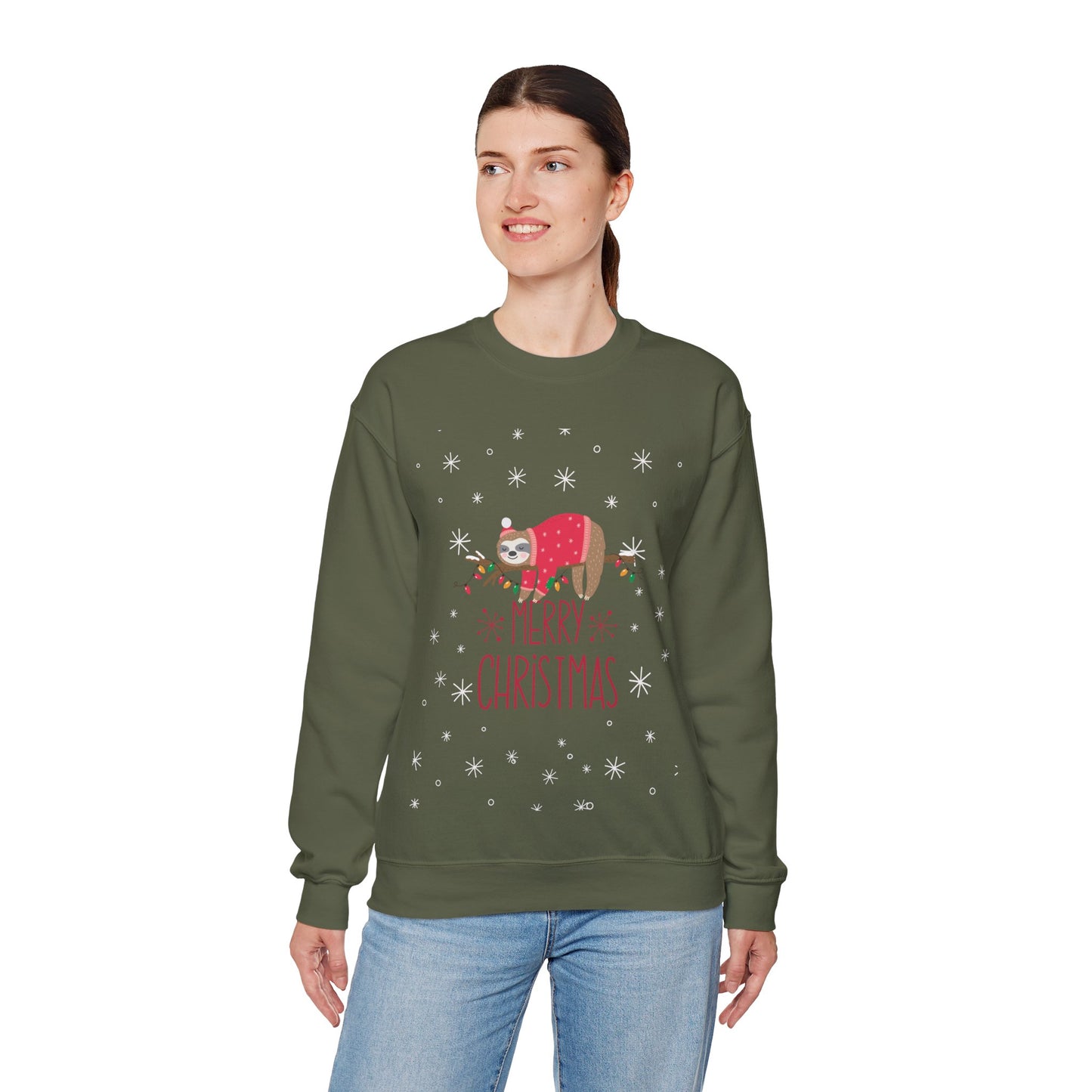 Merry Christmas Sloth 🎄🦥✨ Unisex Heavy Blend Crewneck Sweatshirt