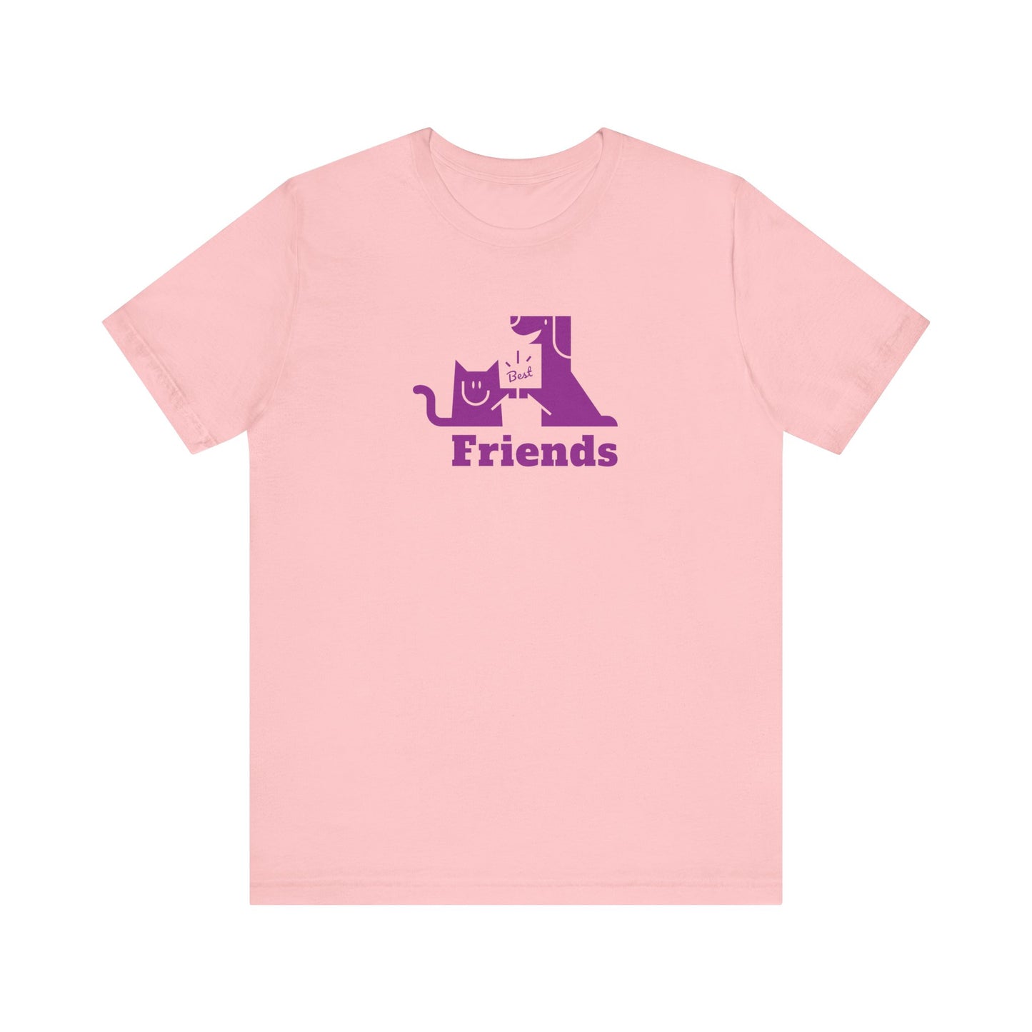 Unisex Jersey Short Sleeve Tee Cat & Dog Hi-5 Each Other Best Friends Purple Print