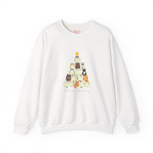 Merry Christmas Cat Tree 🎄🐾✨ Unisex Heavy Blend Crewneck Sweatshirt