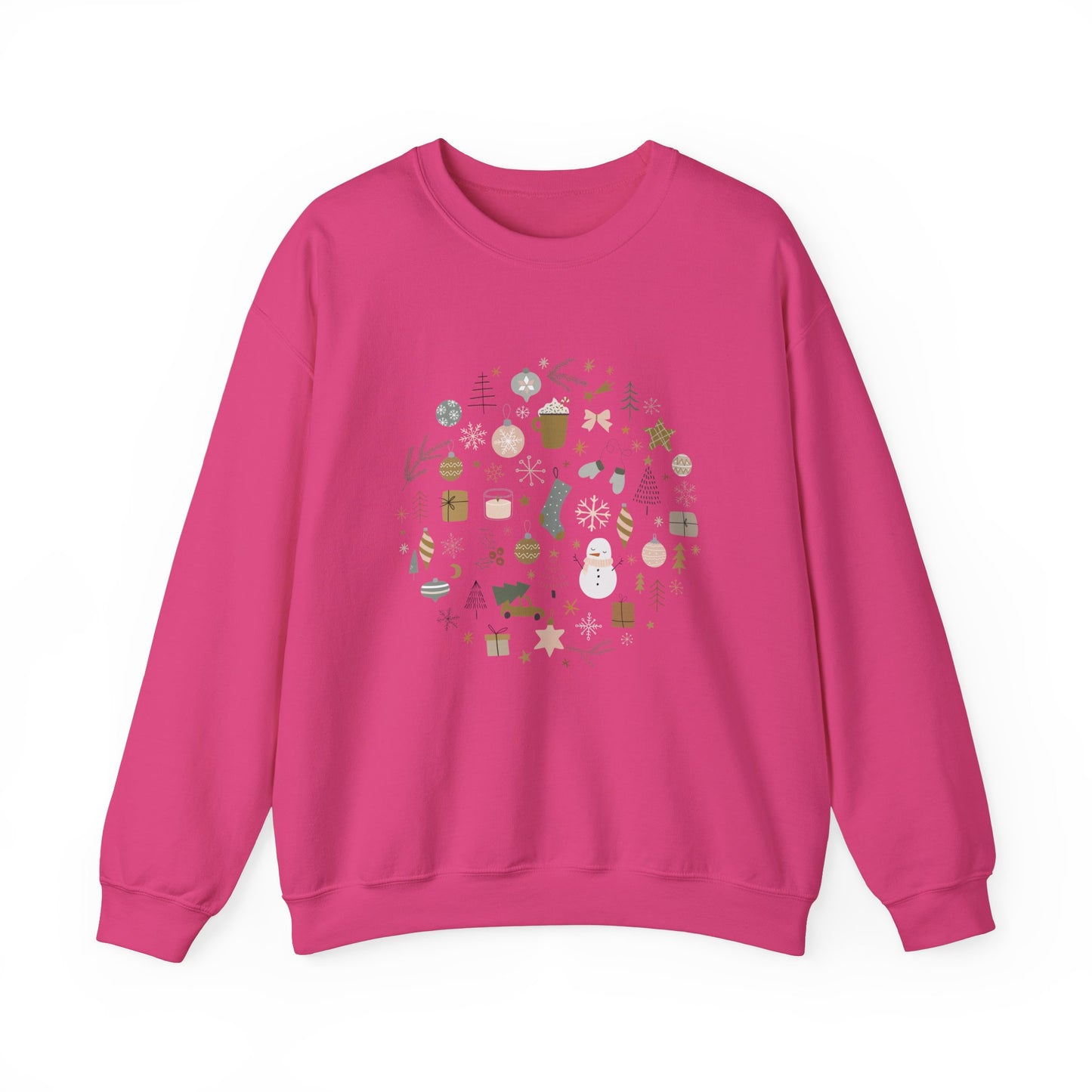 Unisex Heavy Blend Crewneck Sweatshirt Festive Holiday Round Collage 🎄☃️❄️