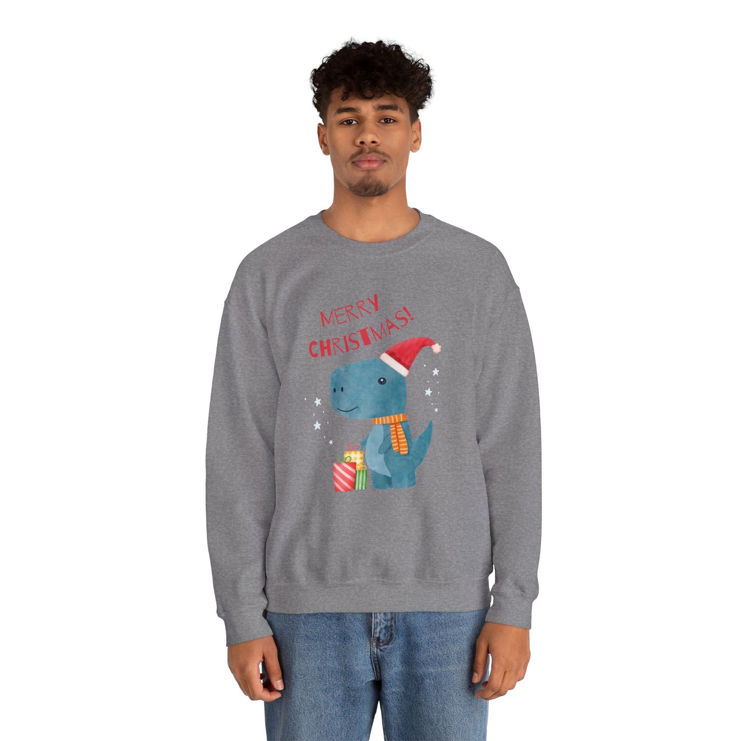 Merry Christmas Dino 🎄🦖🎁 Unisex Heavy Blend Crewneck Sweatshirt