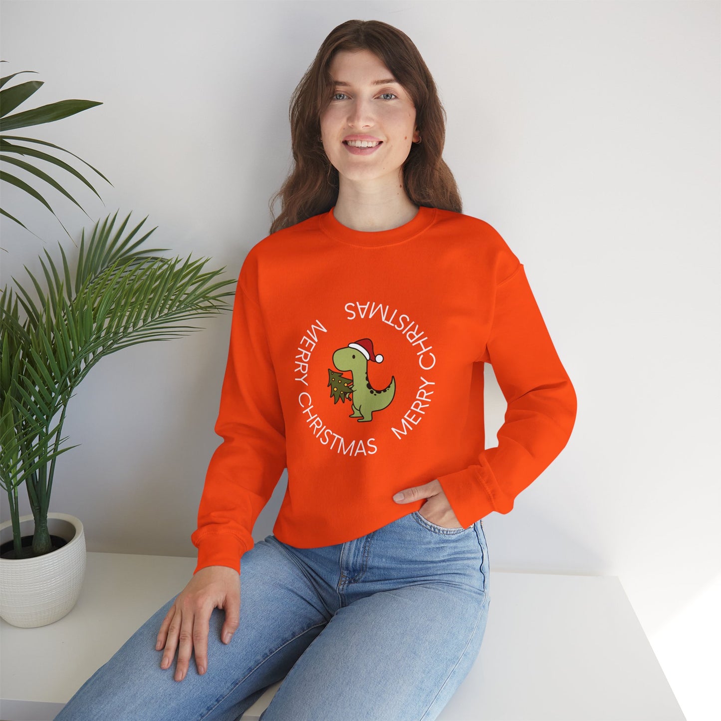 Dino-Merry Christmas 🎄🦖🎅 Unisex Heavy Blend Crewneck Sweatshirt
