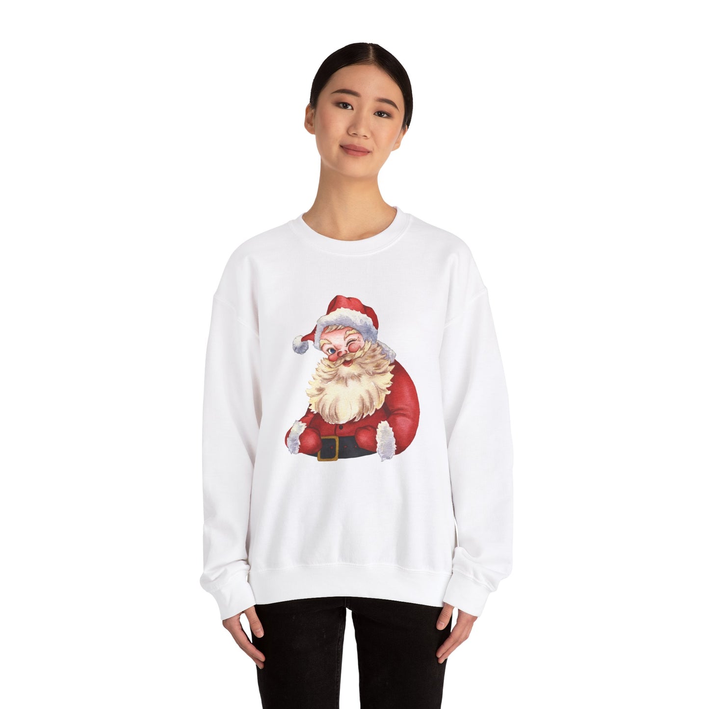 Unisex Heavy Blend Crewneck Sweatshirt Winking Santa 🎅✨❤️