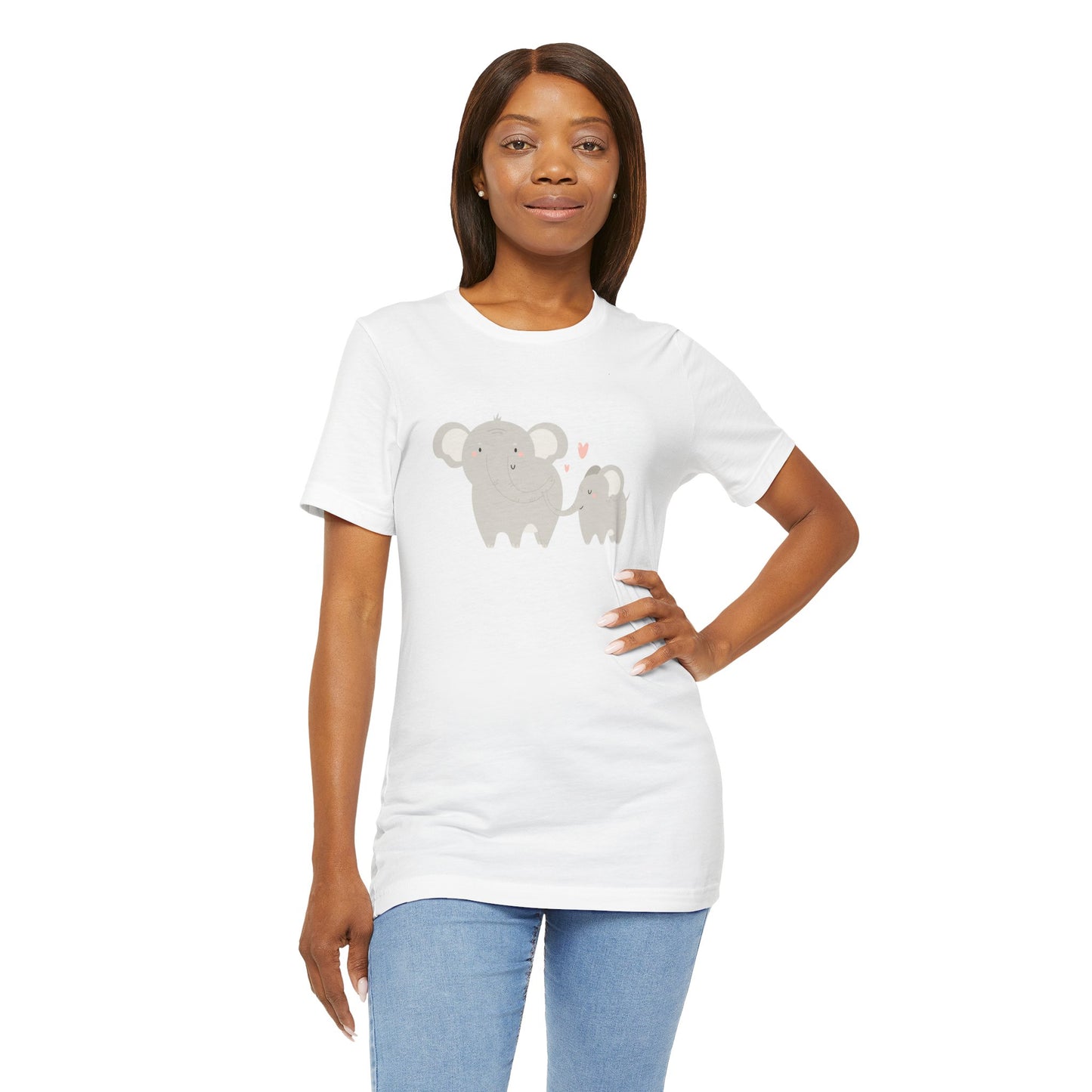 Mommy & Me Ele-fun Sweet Mom and Baby Elephant Unisex Jersey Short Sleeve Tee