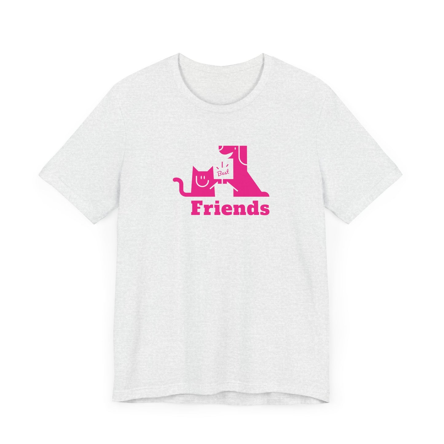 Cat & Dog Hi-5 Each Other Best Friends Pink Print Unisex Jersey Short Sleeve Tee