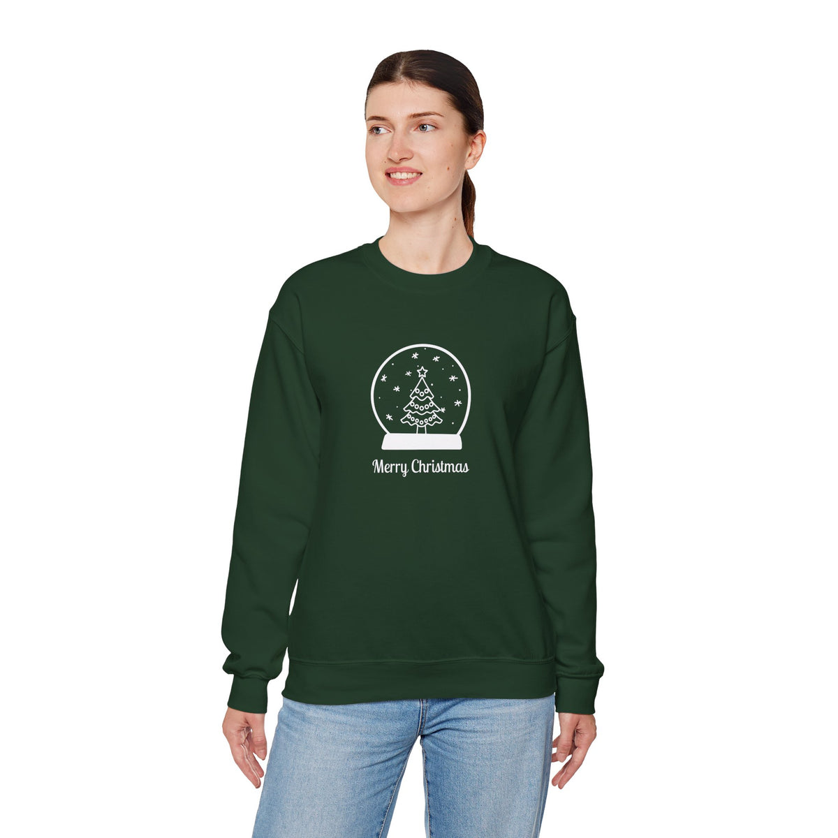 Snow Globe with Merry Christmas 🎄❄️✨ Unisex Heavy Blend Crewneck Sweatshirt