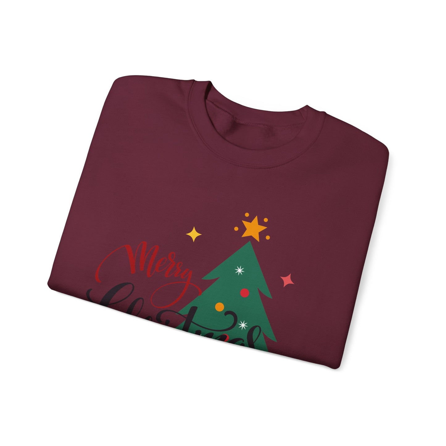 Unisex Heavy Blend Crewneck Sweatshirt Merry Christmas Tree Design 🎄✨