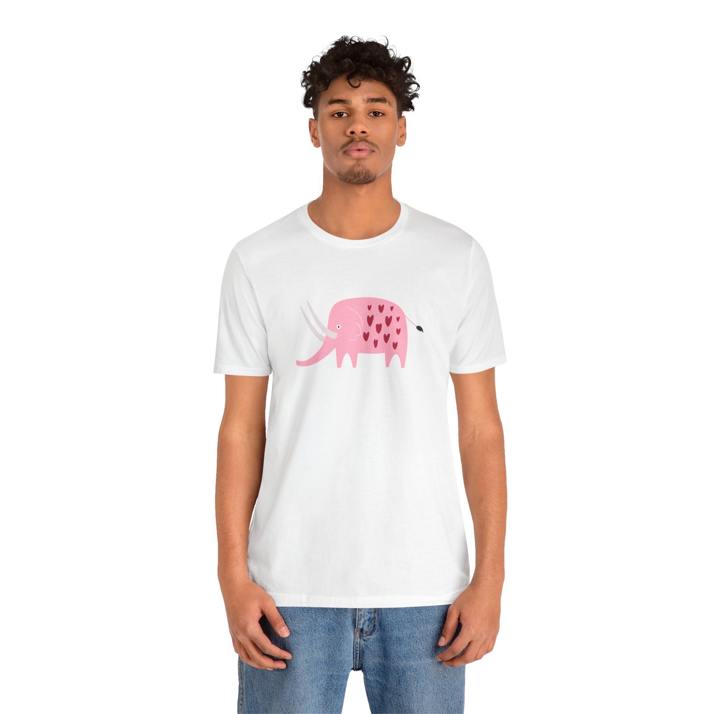 Adorable Elephant with Hearts Unisex Jersey Short Sleeve Tee