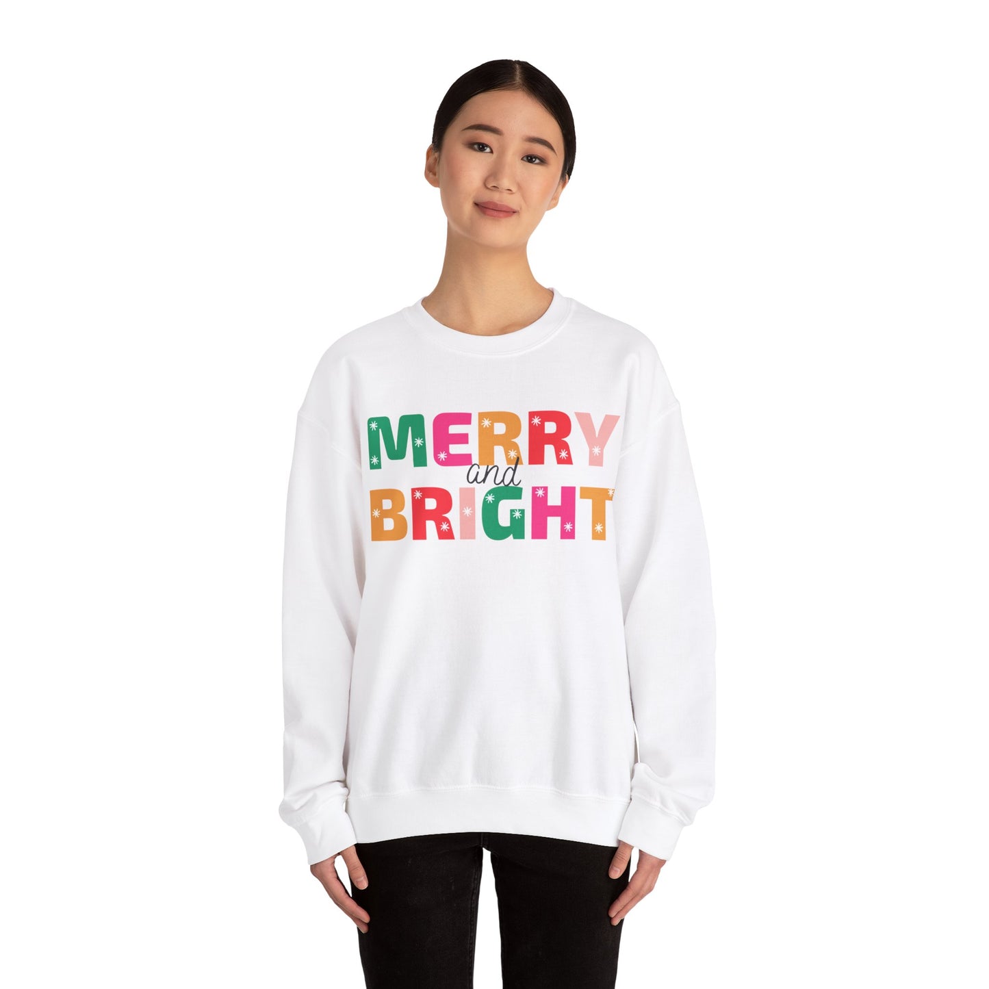 Unisex Heavy Blend Crewneck Sweatshirt Colorful Merry and Bright 🎄✨🌈