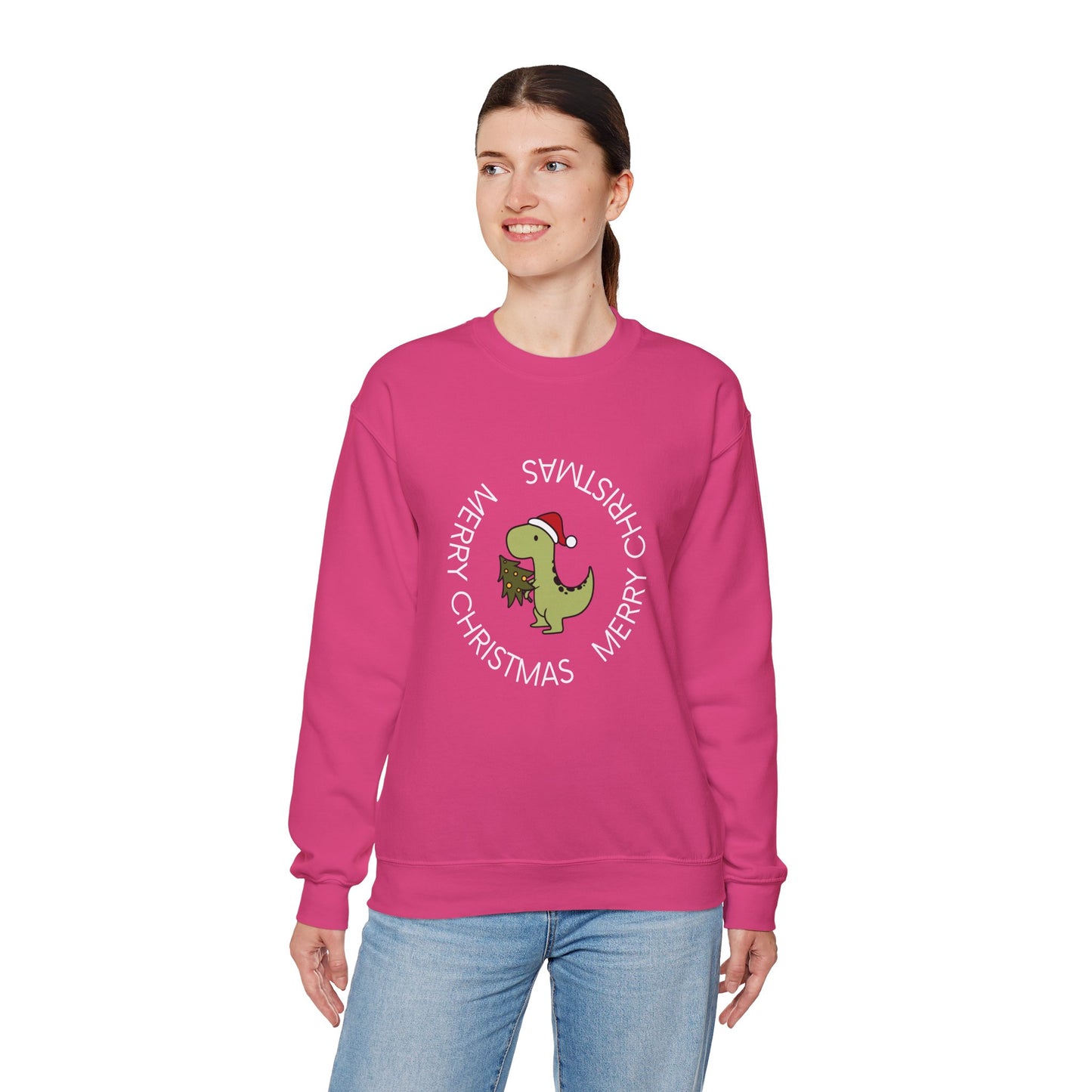 Dino-Merry Christmas 🎄🦖🎅 Unisex Heavy Blend Crewneck Sweatshirt