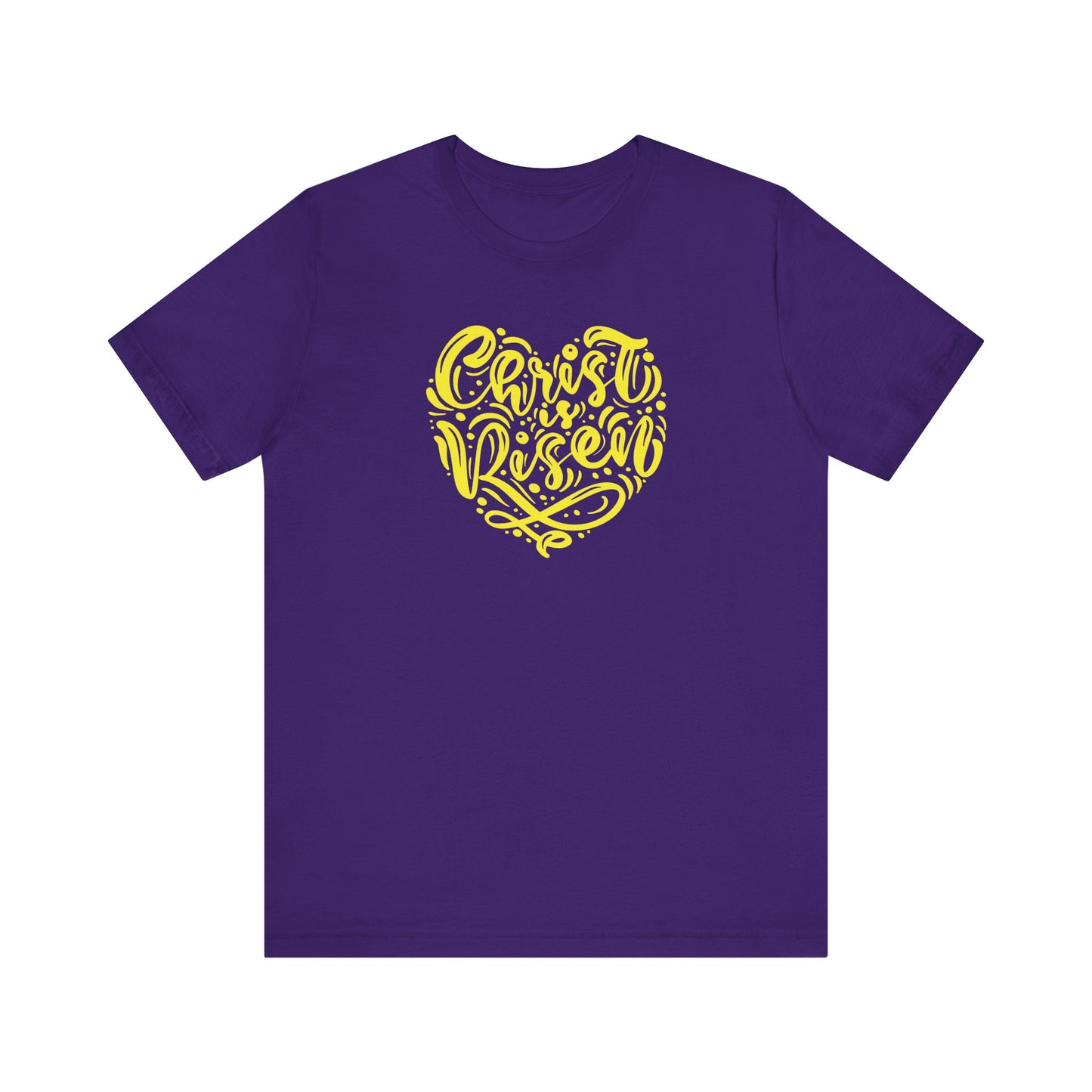 Christ is Risen Heart Shaped Yellow Print Unisex Jersey Short Sleeve Tee