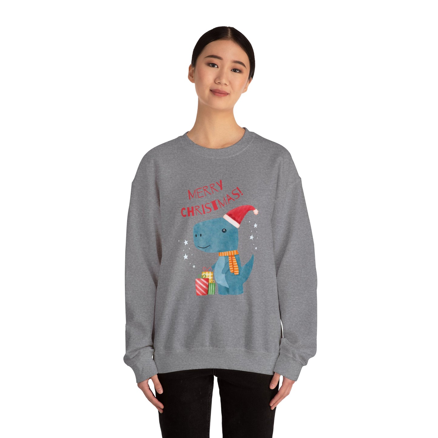 Unisex Heavy Blend Crewneck Sweatshirt Merry Christmas Dino 🎄🦖🎁